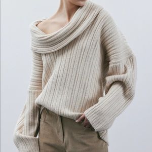 SOURCE UNKNOWN | OVERSIZED HIGH ROLL KNIT PULLOVER, BIRCH